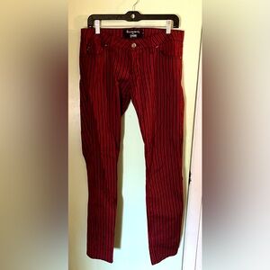 Skelanimals Tripp NYC red & black vintage pinstripe pants. Women’s size 9.